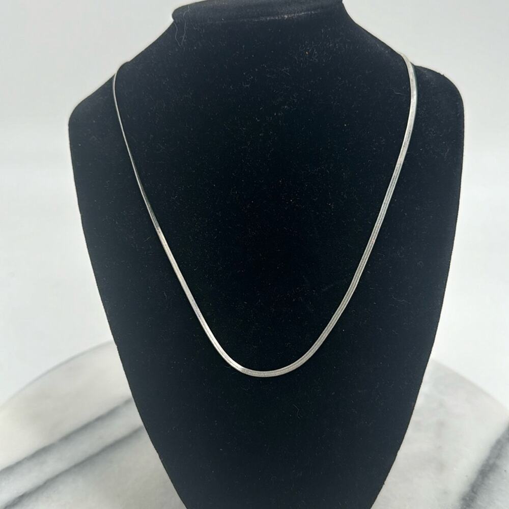 Modern minimalist Sliver plated herringbone chain necklace